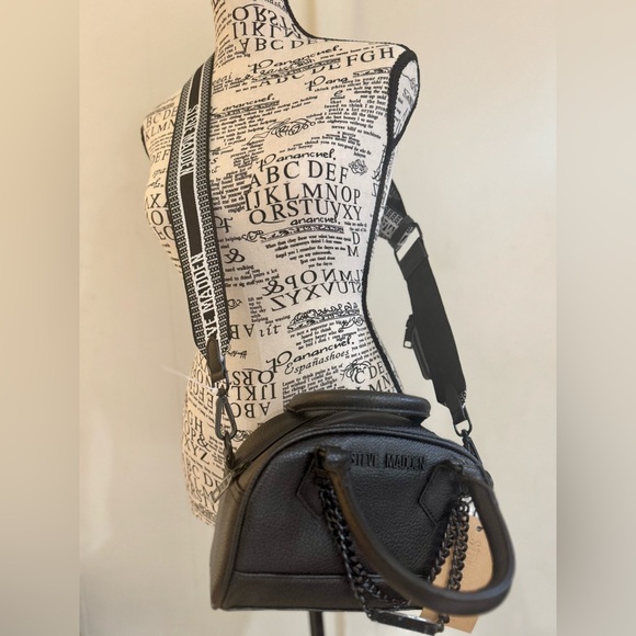 NEW! STEVE MADDEN black bailor satchel crossbody bag - Picture 7 of 7